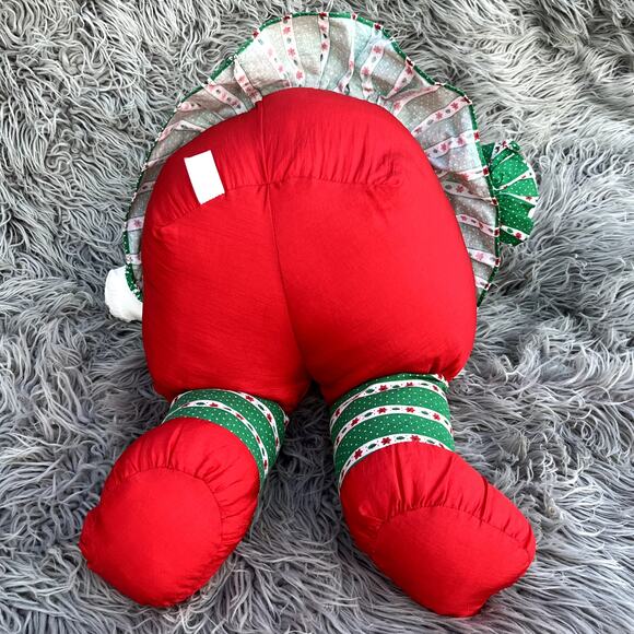 Vintage Nylon Holiday Decor Christmas Girl Miss Mouse Stuffed Animal Plush Puffy - Picture 11 of 11